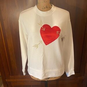 H&M Women’s Valentine’s Day XS Sweatshirt Red Satin Heart Gold Arrow